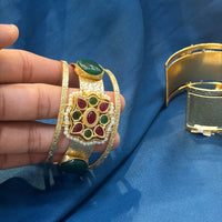 Akruti Collection Designer Pota Stone And Pearl Openable Kada