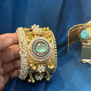 Akruti Collection Designer 2 Tone Pota Stone And Pearl Openable Kada