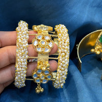 Akruti Collection Designer Pota Stone And Pearl Openable Kada