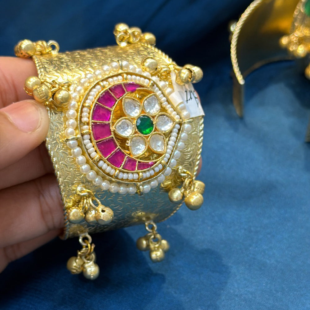 Akruti Collection Designer Pota Stone And Pearl Openable Kada
