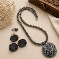 Akruti Collection Royal Oxidised Plated Ethnic Combo Set