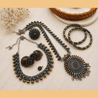 Akruti Collection Royal Oxidised Plated Ethnic Combo Set