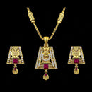 Akruti Collection Elegant Pota Stone Chain Pendant Set