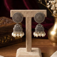 Akruti Collection Premium Look Oxidised Plated Pearl Jhumki Earrings