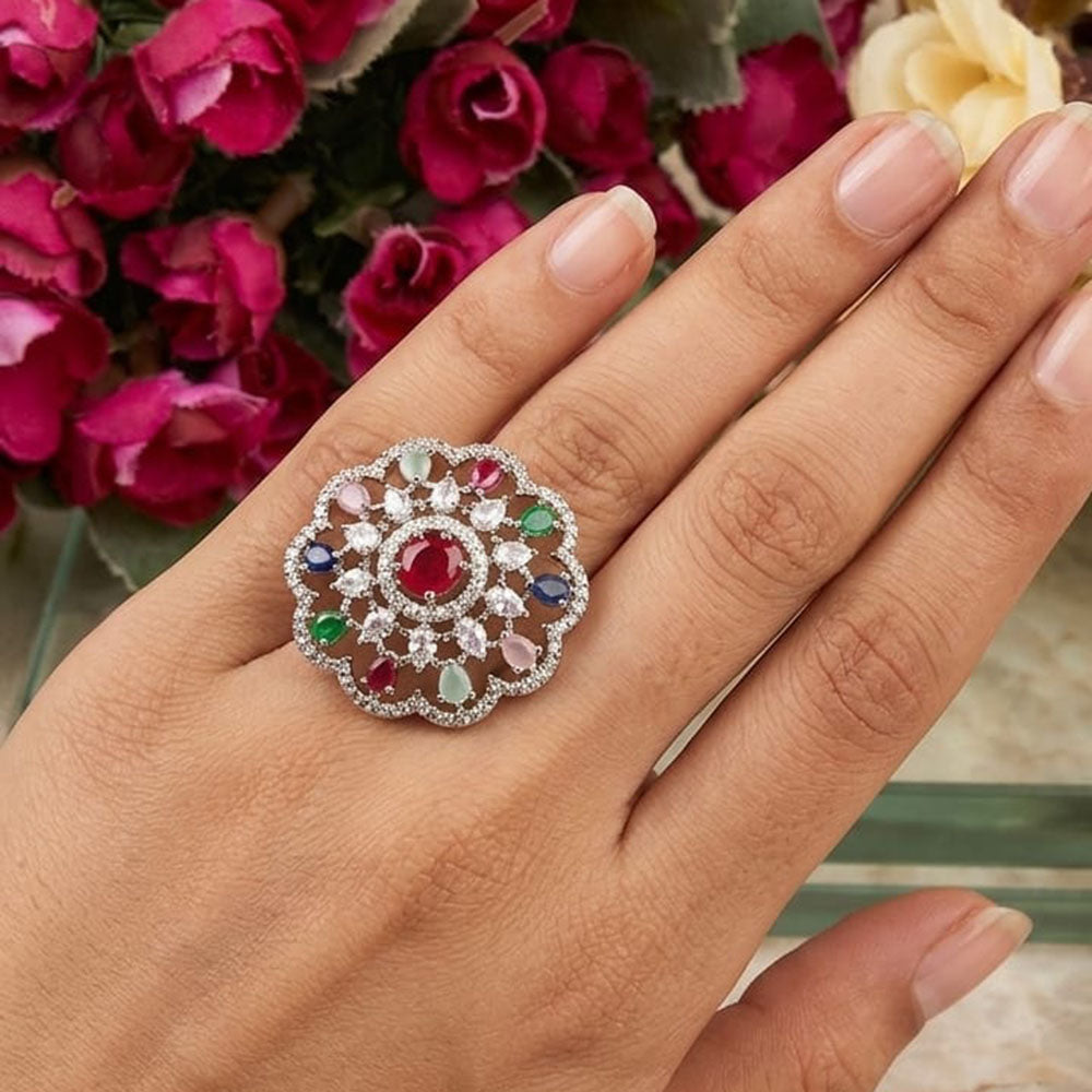Akruti Collection Stylish American Daimond Ring 
