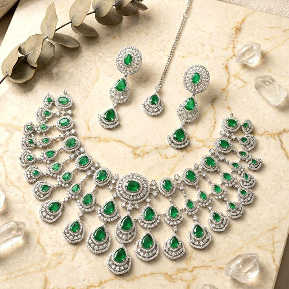 Akruti Collection Radiant Glow Modern American Daimonds Necklace Set
