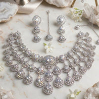 Akruti Collection Radiant Glow Modern American Daimonds Necklace Set