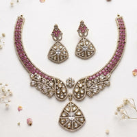 Akruti Collection Radiant Glow Modern American Daimonds Necklace Set