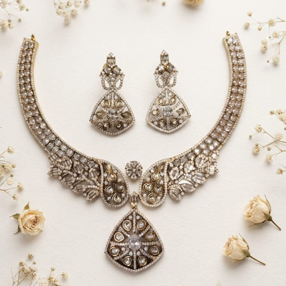 Akruti Collection Radiant Glow Modern American Daimonds Necklace Set