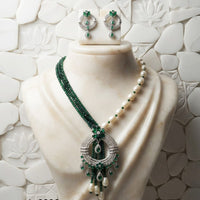 Akruti Collection Radiant Glow Modern American Daimonds And Beads Necklace Set