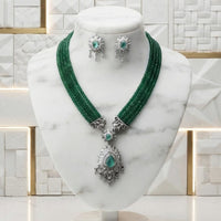 Akruti Collection Radiant Glow Modern American Daimonds And Beads Necklace Set