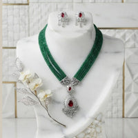 Akruti Collection Radiant Glow Modern American Daimonds And Beads Necklace Set