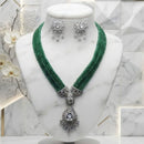 Akruti Collection Radiant Glow Modern American Daimonds And Beads Necklace Set