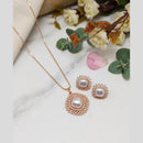 Akruti Collection Delicate Austrian Stone And Pearl Chain Pendant Set