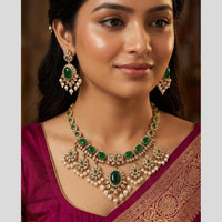 Akruti Collection Premium Look Pota Stone And Pearl Necklace Set