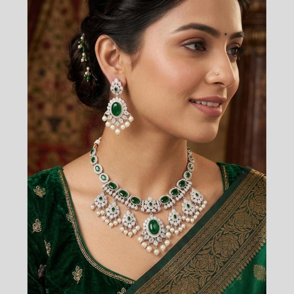 Akruti Collection Premium Look Pota Stone And Pearl Necklace Set