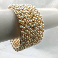 Star Bangles Rose Gold Plated Pearl Bangle Set