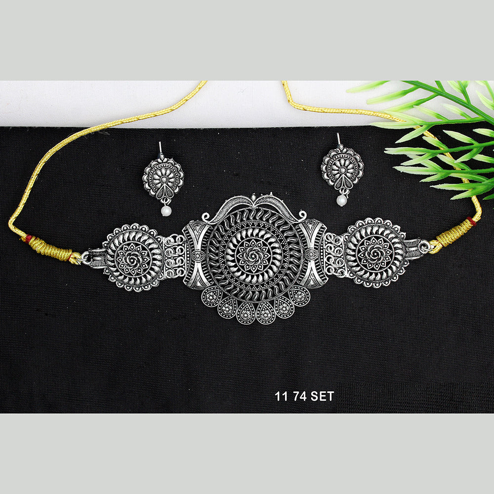 Mahavir Oxidised Plated Necklace Set