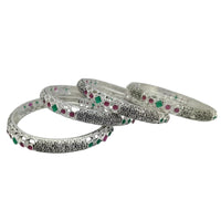 Amity Arts Oxidised Plated Rubi Embral Bangles Set  (4 Piece Only)