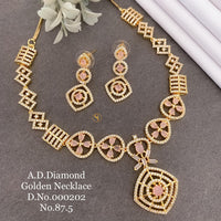 Shrijicreation Gold Plated AD Stone Necklace Set