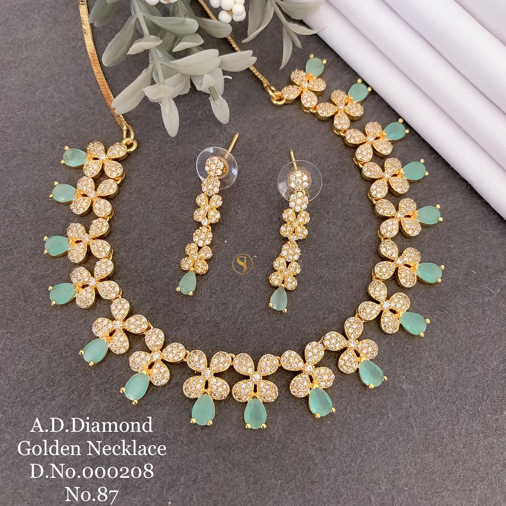 Shrijicreation Gold Plated AD Stone Necklace Set