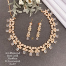 Shrijicreation Rose Gold Plated AD Stone Necklace Set