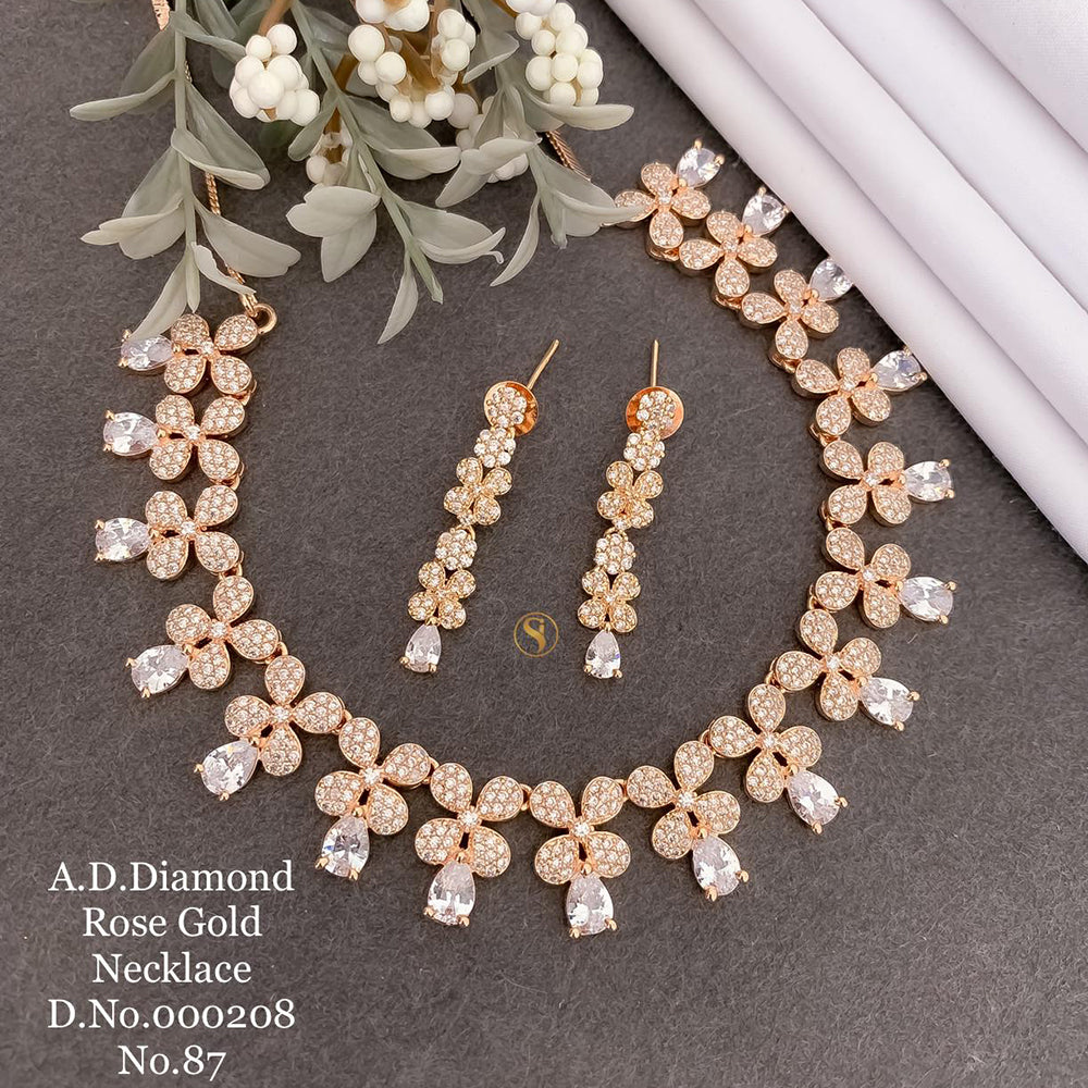 Shrijicreation Rose Gold Plated AD Stone Necklace Set