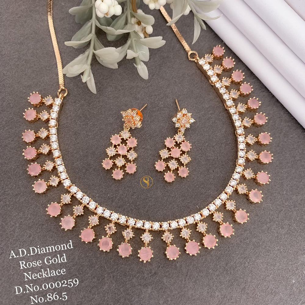 Shrijicreation Rose Gold Plated AD Stone Necklace Set