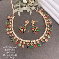 Shrijicreation Rose Gold Plated AD Stone Necklace Set