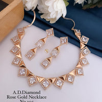 Shrijicreation Rose Gold Plated AD Stone Necklace Set