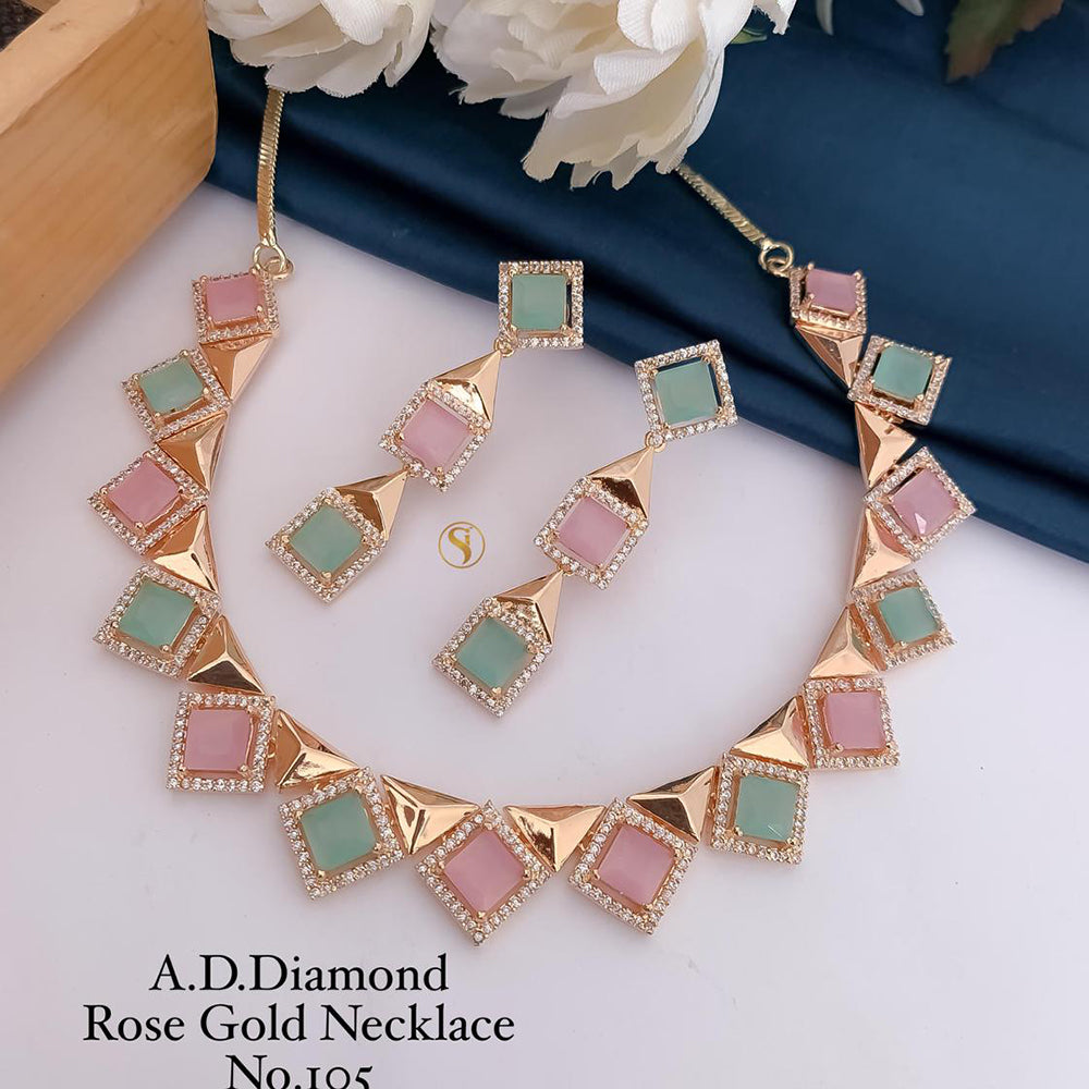 Shrijicreation Rose Gold Plated AD Stone Necklace Set