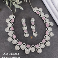 Shrijicreation Silver Plated AD Stone Necklace Set