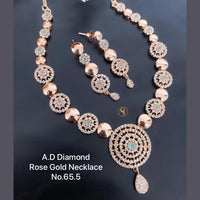 Shrijicreation Rose Gold Plated AD Stone Necklace Set