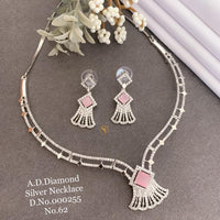 Shrijicreation Silver Plated AD Stone Necklace Set