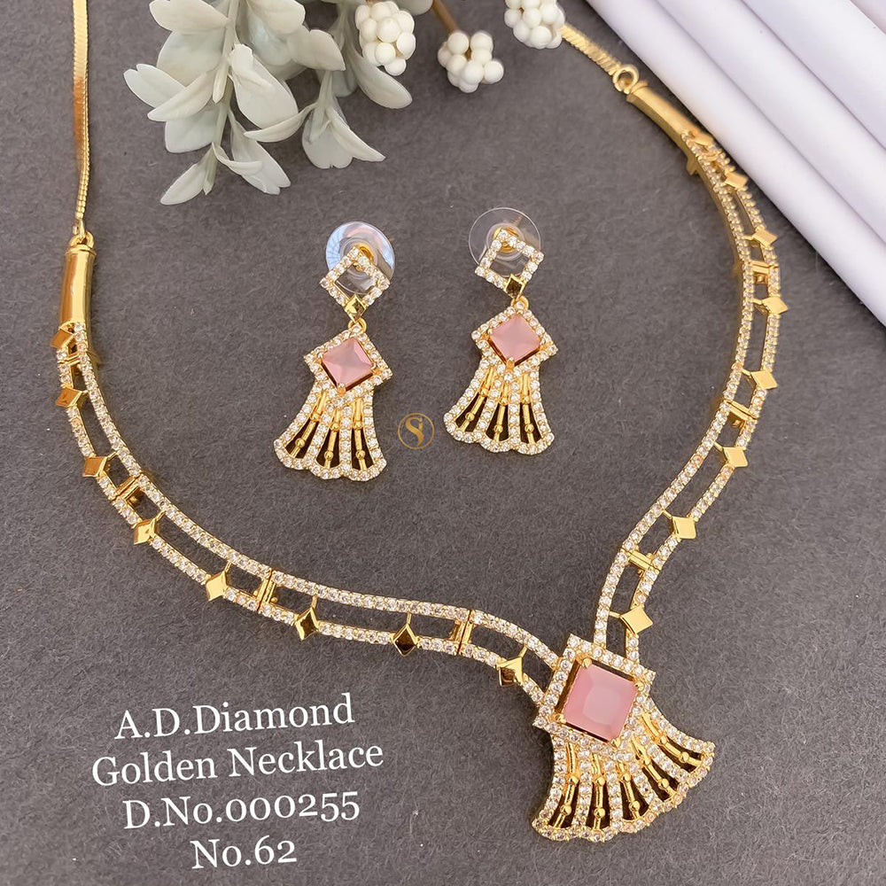 Shrijicreation Gold Plated AD Stone Necklace Set