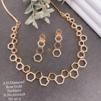 Shrijicreation Rose Gold Plated AD Stone Necklace Set