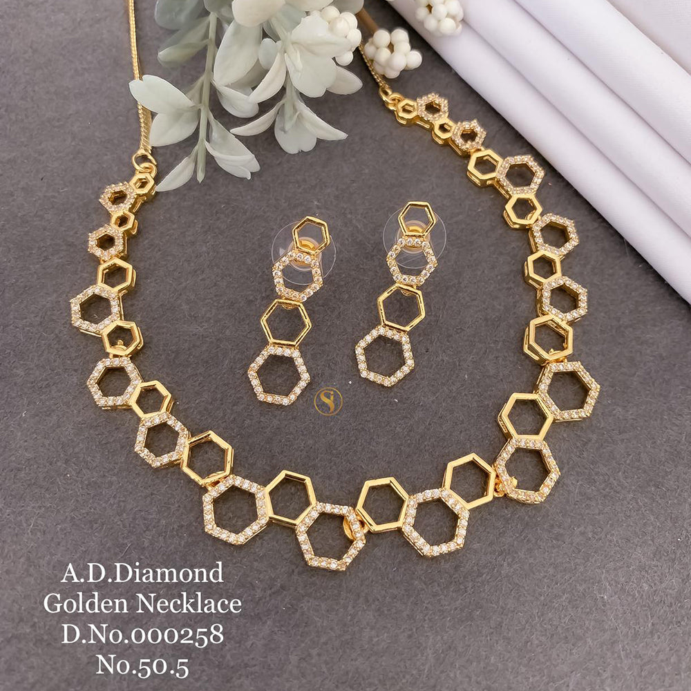 Shrijicreation Gold Plated AD Stone Necklace Set