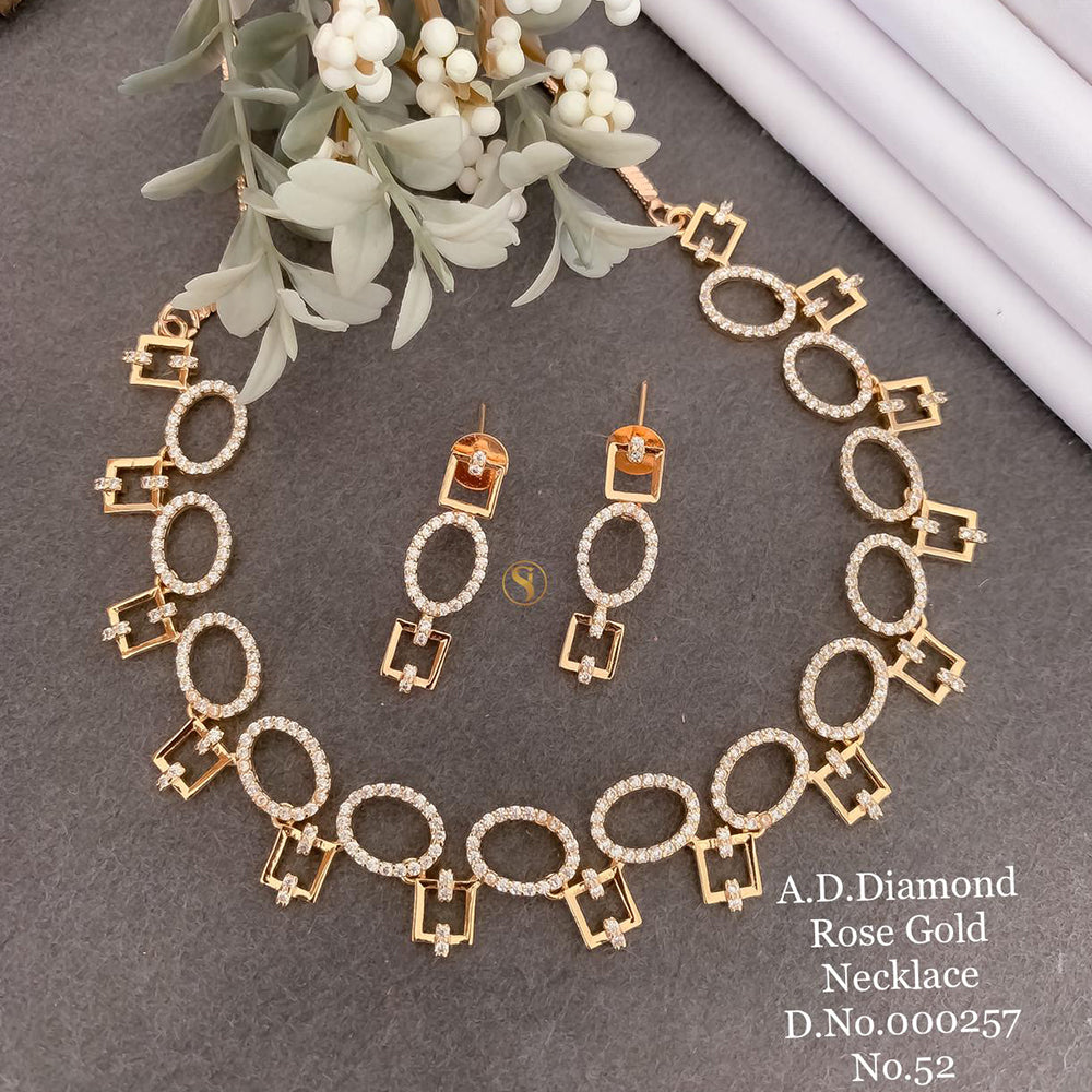 Shrijicreation Rose Gold Plated AD Stone Necklace Set