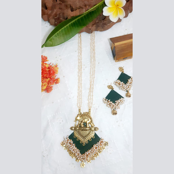 Shrijicreation Handmade Gold Plated Long Necklace Set