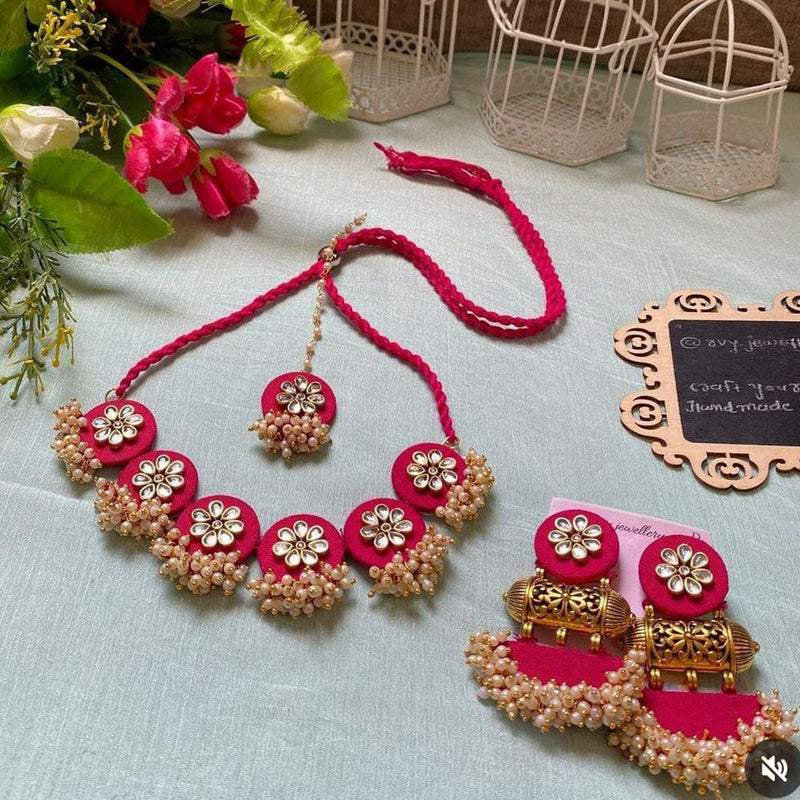 Shrijicreation Handmade Pearl And Kundan Choker Necklace Set