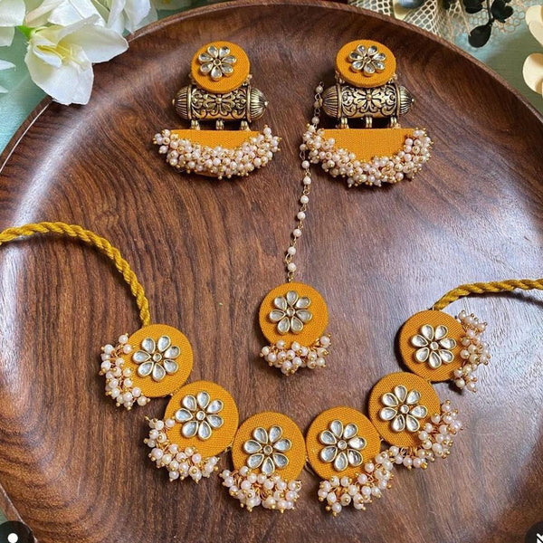 Shrijicreation Handmade Pearl And Kundan Choker Necklace Set