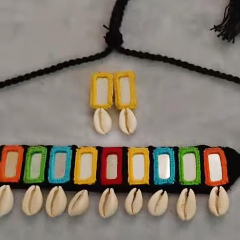 Shrijicreation Mirror And Shell Handmade Necklace Set