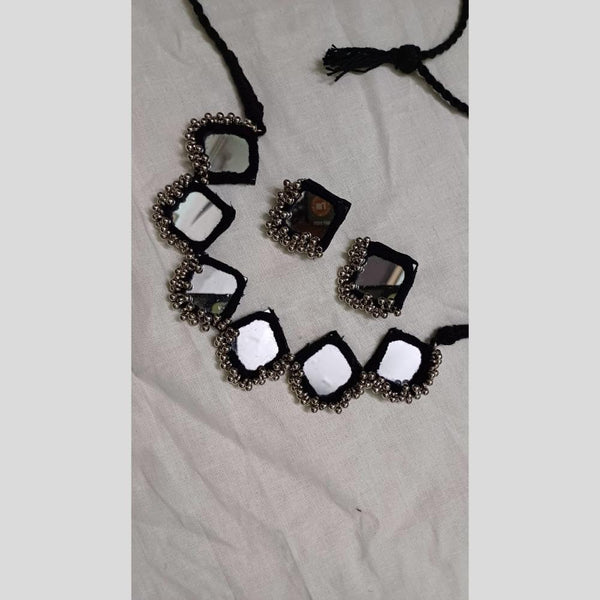 Shrijicreation Oxidised Plated Handmade Ghungroo Mirror Necklace Set