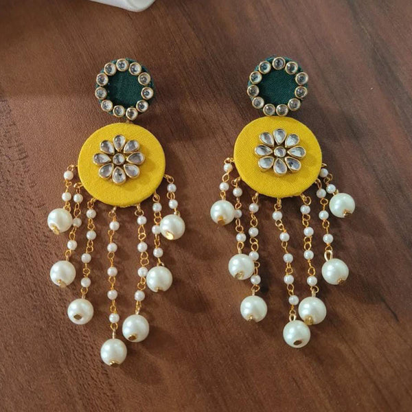 Shrijicreation Gold Plated Handmade Kundan Stone And Pearls Dangler Earrings