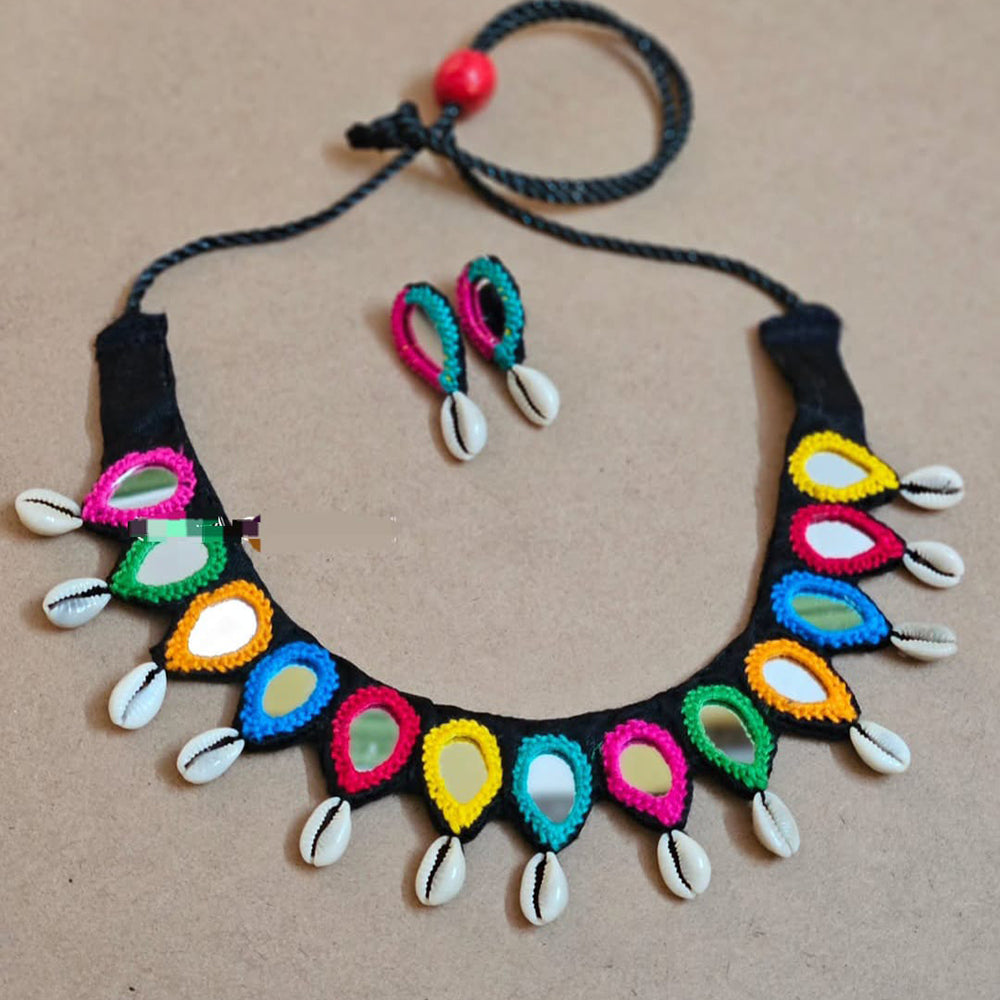 Shrijicreation Mirror And Shell Handmade Necklace Set