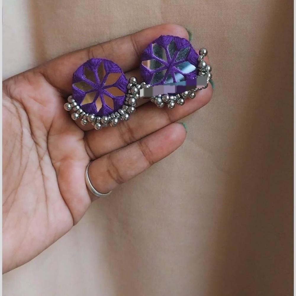 Shrijicreation Ethnic Oxidised Plated Mirror Work Handmade And Pearl Dangler Earrings