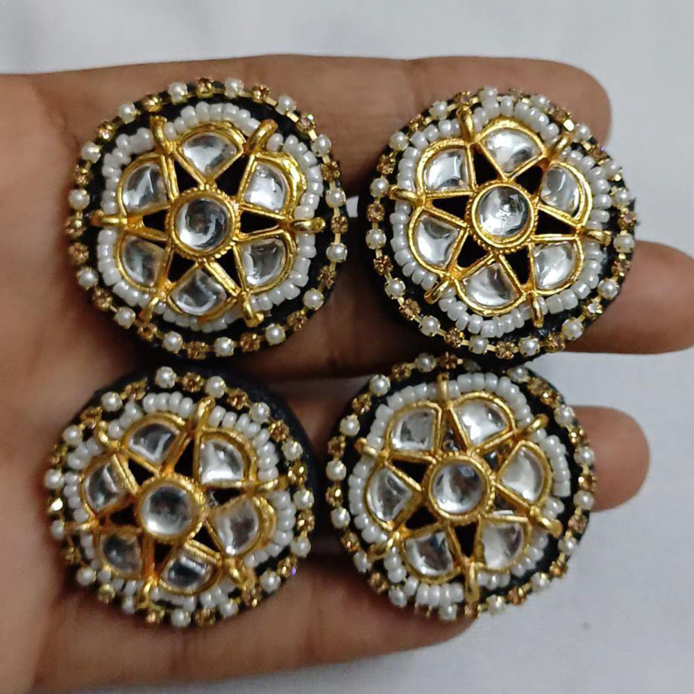 Shrijicreation Elegant Gold Plated Handcrafted Kundan Studs Earrings