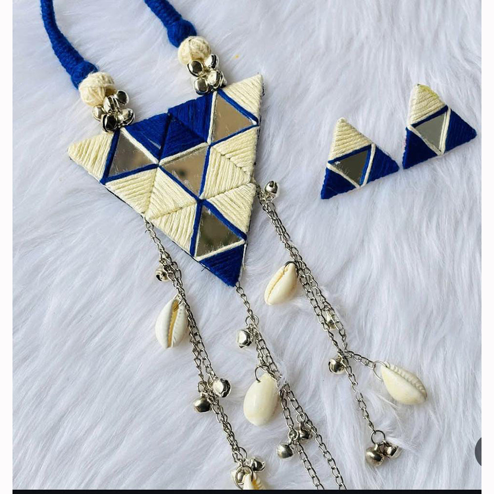 Shrijicreation Vintage Inspired Oxidised Mirror And Ghungroo Shell Necklace Set