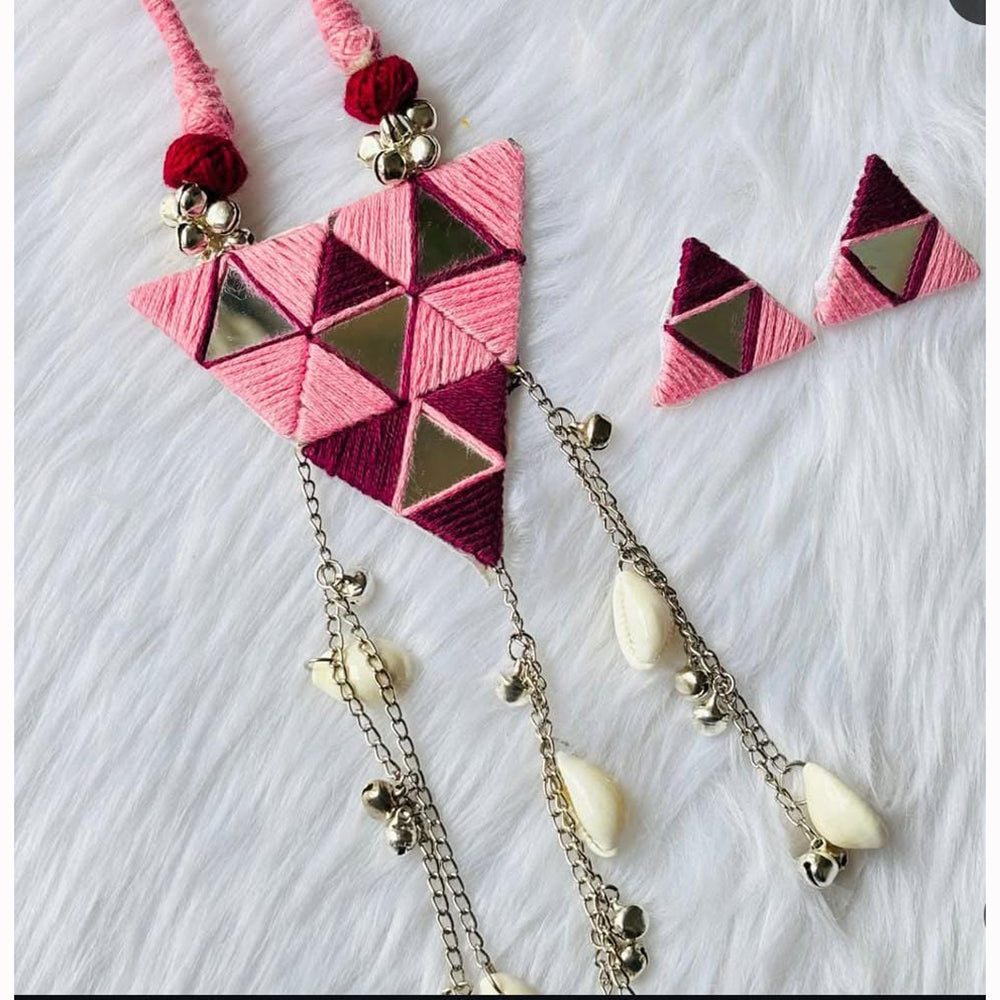Shrijicreation Vintage Inspired Oxidised Mirror And Ghungroo Shell Necklace Set