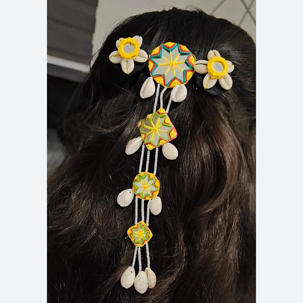 Shrijicreation Colorful Thread Mirror And Shell Handmade Hair Accessories
